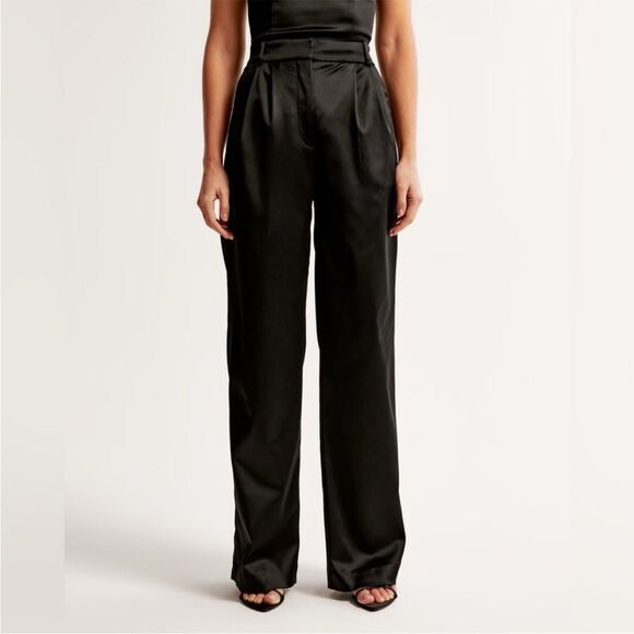 Abercrombie & Fitch Sloan Tailored Pant Satin size 30/ 10 NWT Black - Picture 1 of 7
